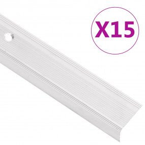 Stair Nosings in L-shape 15 pcs Aluminum 35.4 " Silver
