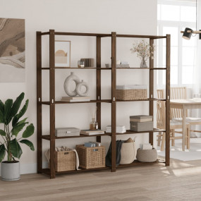 5-Tier Storage Rack Brown 66.9x15.0x66.9" Solid Wood Pi...