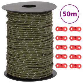 Tent Guy Rope with Reflective Strips and Spanners 164.0...