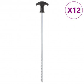 Tent Pegs 12 pcs 11.8 " 0.28 " Galvanized Steel