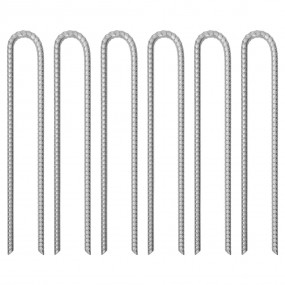 Tent Pegs 6 pcs U-shaped 16.3 " 0.47 " Galvanized Steel