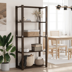 5-Tier Storage Rack Black 31.5x15.0x66.9" Solid Wood Pi...