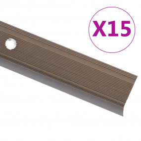 Stair Nosings in L-shape 15 pcs Aluminum 39.4 " Brown