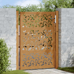 Patio Gate 41.3x51.2" Weathering Steel Leaf Design