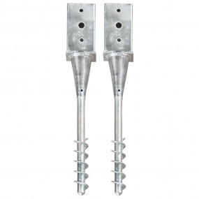 Ground Spikes 2 pcs Silver 3.1x3.1x22.4" Galvanized Ste...