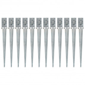 Ground Spikes 12 pcs Silver 3.1x3.1x29.9" Galvanized St...
