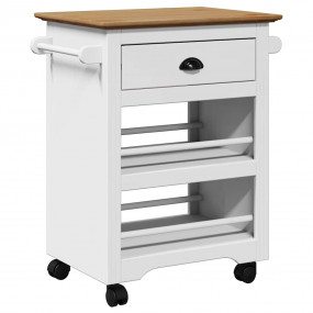Kitchen Trolley "BODO" White and Brown 26.6x17.7x31.5"