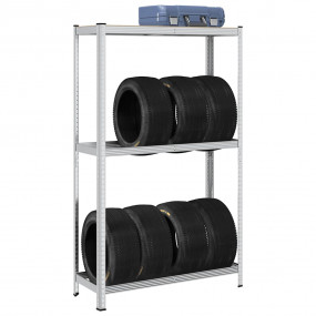 2-Layer Tyre Shelf Silver 43.3x15.7x70.9" Steel&Enginee...