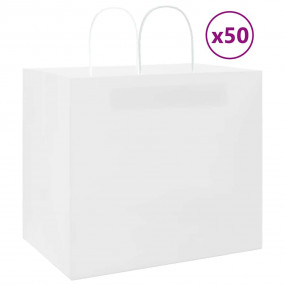 Paper Bags 50 pcs with Handles White 12.6x8.7x11.0"