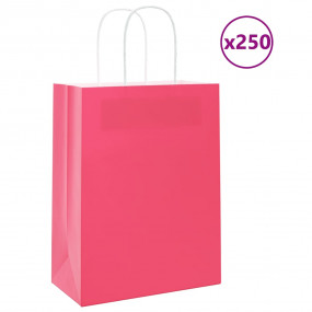Paper Bags 250 pcs with Handles Pink 8.3x4.3x11.0"