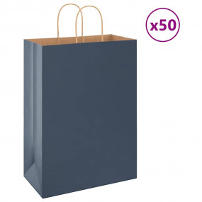 Paper Bags 50 pcs with Handles Blue 12.6x6.7x17.3"