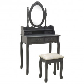 Dressing Table Set with Stool Grey 29.5x27.2x55.1" Paul...