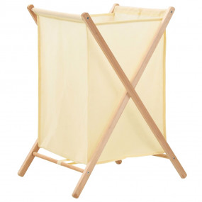 Laundry Basket Cedar Wood and Fabric Beige 16.5x16.1x25...