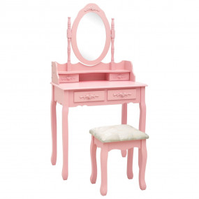 Dressing Table Set with Stool Pink 29.5x27.2x55.1" Paul...