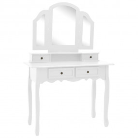 Dressing Table Set with Stool White 39.4x15.7x57.5" Pau...
