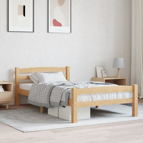Bed Frame without Mattress Solid Pinewood 100 x 78.7 "
