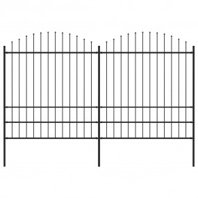 Patio Fence with Spear Top Steel 11.2 ' Black (2x144945...