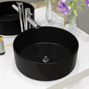 Basin Ceramic Round Black 15.7x5.9"