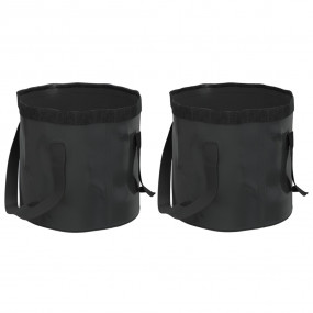 Folding Buckets 2 pcs Black 7.9 gal PVC