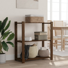 3-Tier Storage Rack Brown 31.5x15.0x35.4" Solid Wood Pi...