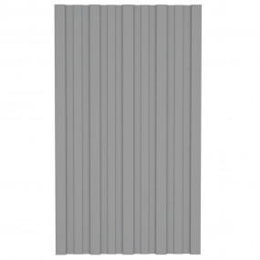 Roof Panels 12 pcs Galvanized Steel Grey 31.5x17.7"