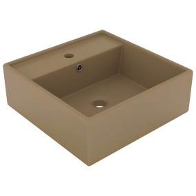 Luxury Basin Overflow Square Matt Cream 16.1x16.1" Cera...