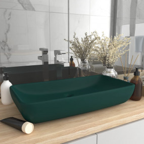 Luxury Basin Rectangular Matt Dark Green 28.0x15.0" Cer...