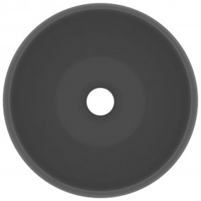 Luxury Wash Basin Round Matt Dark Grey 15.7x5.9" Cerami...