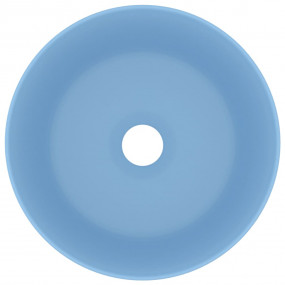 Luxury Wash Basin Round Matt Light Blue 15.7x5.9" Ceram...