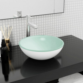 Basin Tempered Glass 13.8x4.7" White