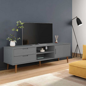TV Cabinet "MOLDE" Grey 62.2x15.7x19.3" Solid Wood Pine