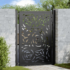 Patio Gate Black 41.3x51.2" Steel Flame  Design