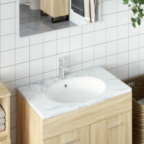 Bathroom Sink White 18.5x15.4x8.3" Oval Ceramic