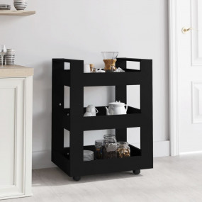 Kitchen Trolley Black 23.6x17.7x31.5" Engineered Wood