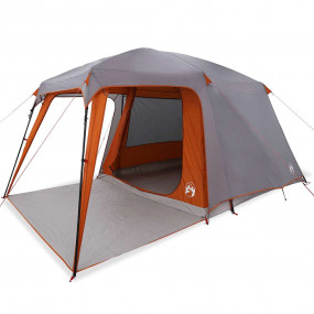 Camping Tent with Porch Dome 5-Person Grey and Orange W...