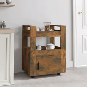 Kitchen Trolley Smoked Oak 23.6x17.7x31.5" Engineered W...