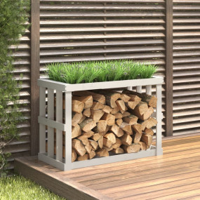 Patio Log Holder White 42.5x20.5x29.1" Solid Wood Pine