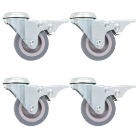 Bolt Hole Swivel Casters with Double Brakes 4 pcs 1.97 ...