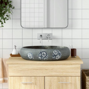 Countertop Basin Grey Oval 23.2x15.7x5.9" Ceramic