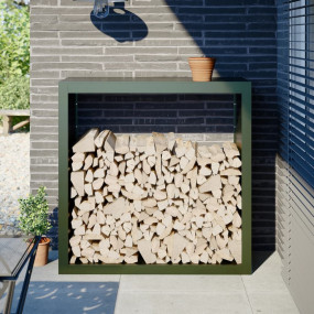 Firewood Rack Green 39.4x15.7x39.4" Steel