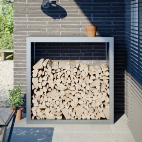 Firewood Rack 39.4x15.7x39.4" Galvanized Steel