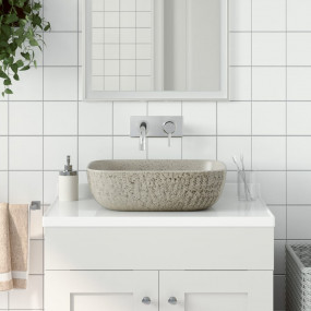 Countertop Basin Grey Rectangular 18.9x14.8x5.3" Cerami...