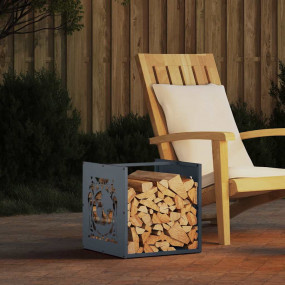 Firewood Rack Anthracite 15.7x15.7x15.7" Cold-rolled st...
