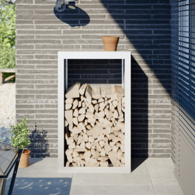 Firewood Rack White 23.6x15.7x39.4" Steel