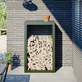 Firewood Rack Green 23.6x15.7x39.4" Steel