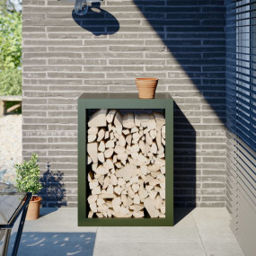 Firewood Rack Green 23.6x15.7x31.5" Steel