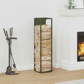 Firewood Rack Olive Green 9.8x9.8x39.4" Cold-rolled ste...