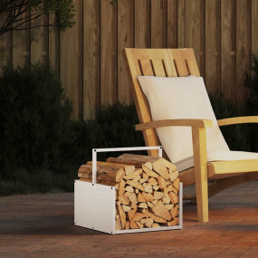 Firewood Rack White 15.7x15.7x15.7" Cold-rolled steel