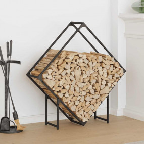 Firewood Rack Black 39.4x9.8x39.4" Cold-rolled steel