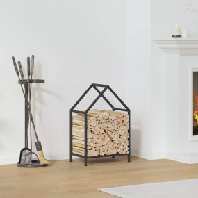 Firewood Rack Black 15.7x9.8x23.6" Cold-rolled steel